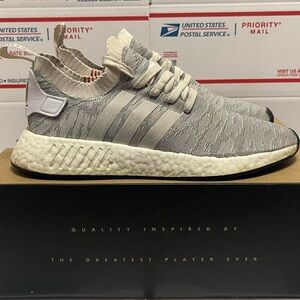 adidas NMD_R2 Primeknit Running White Harvest grey casual outdoor Boost sneaker